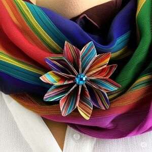 Multicolor Striped Flower Brooch